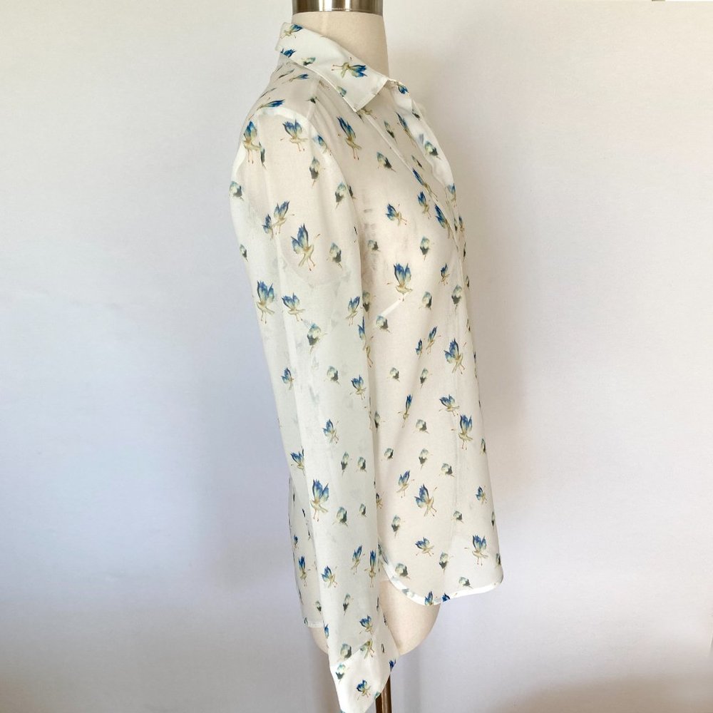 Jason Wu Grey Crane-Print Button-Front Blouse, Wh… - image 8